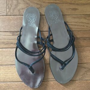 ☀️ VINCE CAMUTO Women’s Sandals Black beading size 10 euc